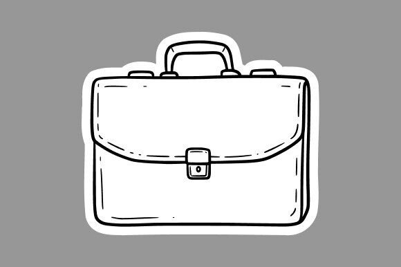 Briefcase Clipart Line Art for Graphics and Illustrations