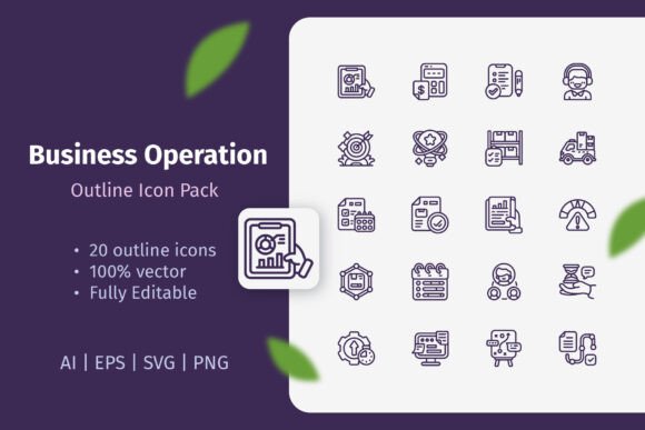 Business Operation Outline Icon Pack for Modern Graphics