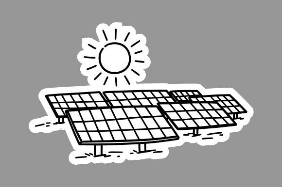 Cartoon Solar Panel Clipart Line Art for Branding and Marketing