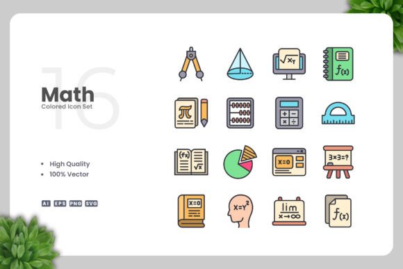 Math Colored Icons: A Versatile Graphic Asset for Content Publishing