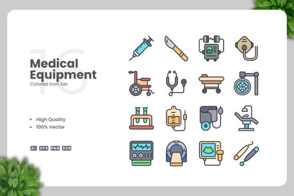 Medical Equipment Colored Icons: A Crafter's Review of Graphics and Icons