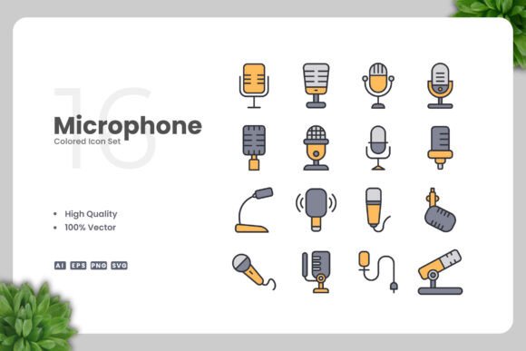 Microphone Colored Icons for Modern Graphics