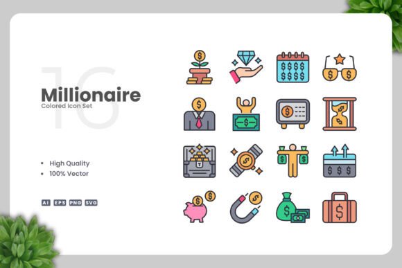 Millionaire Colored Icons: Premium Graphics for Real Projects