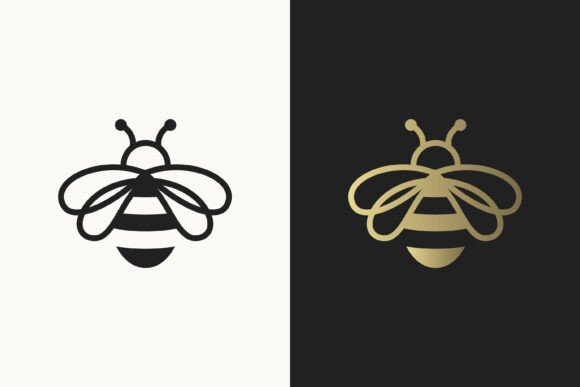 Minimalist Abstract Bee Logo Iconic Graphics