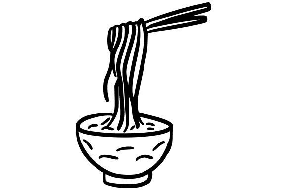 Noodle Bowl with Chopsticks Graphics for Illustrations