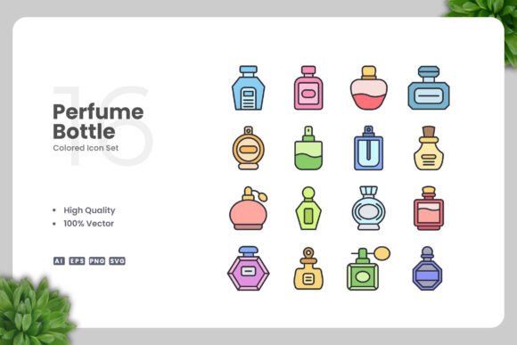 Perfume Bottle Colored Icons: A Review for Graphics Sellers