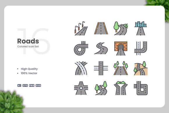 Roads Colored Icons: A Practical Review for Graphics Sellers