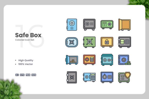Safe Box Colored Icons Graphics for Real Crafting