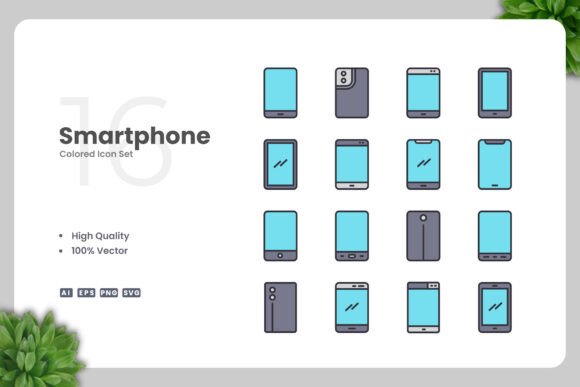 Smartphone Colored Icons Graphics for Local Brands