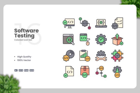 Software Testing Colored Icons for Graphic Design Projects