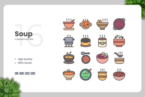 Soup Colored Icons for Modern Graphic Design