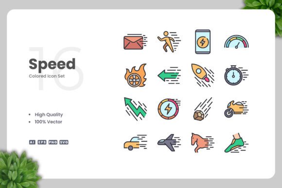 Speed Colored Icons: A Versatile Graphic Design Asset for Handmade Creations