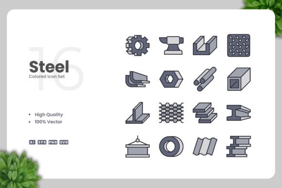 Steel Colored Icons: A Modern Graphic Asset for Clean Web Design