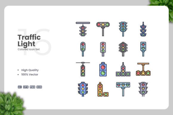Traffic Light Colored Icons for Graphics and Icons