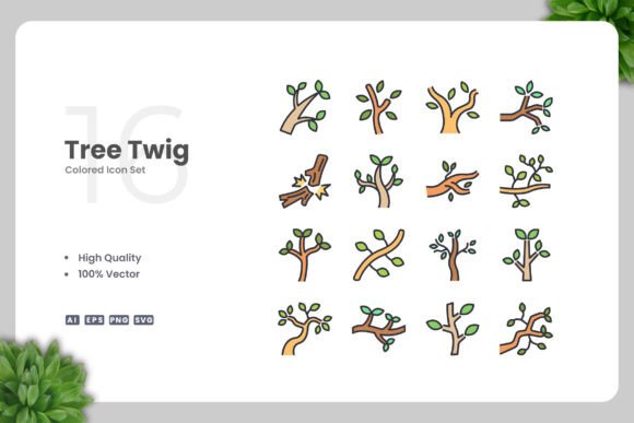 Tree Twig Colored Icons: A Designer's Review for Real Embroidery Projects