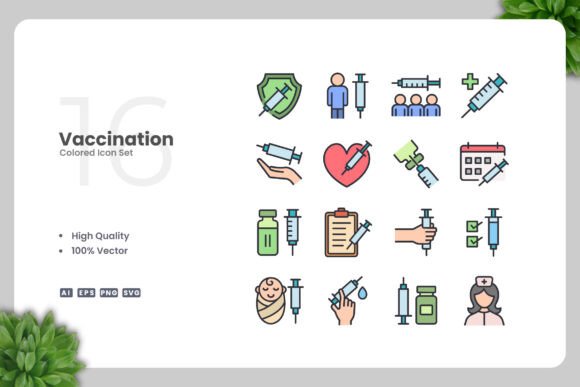 Vaccination Colored Icons: A Designer's Review of Graphics and Icons