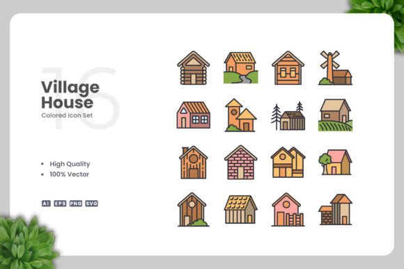 Village House Colored Icons Review