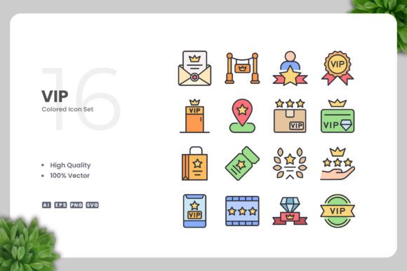 VIP Colored Icons: Premium Graphics for Modern Publishing