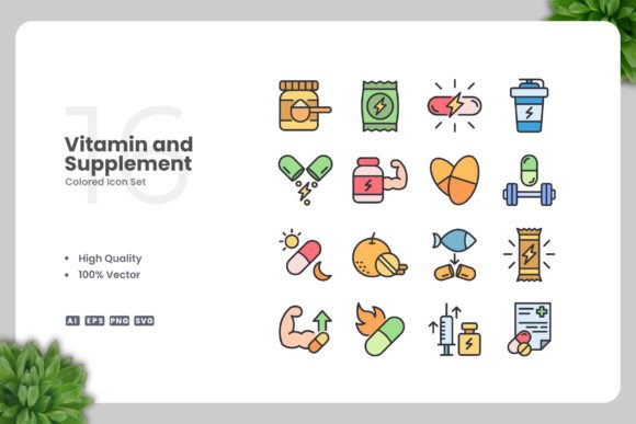 Vitamin and Supplement Colored Icons Review