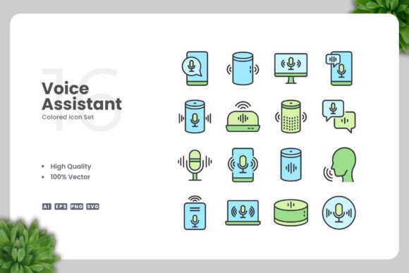 Voice Assistant Colored Icons - A Versatile Graphic Design Asset