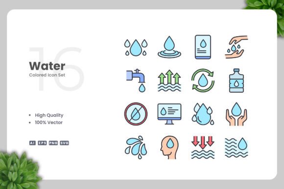 Water Colored Icons for Small Business Branding