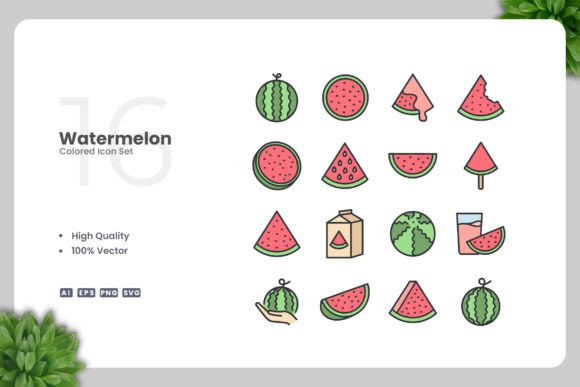 Watermelon Colored Icons for Local Business Branding