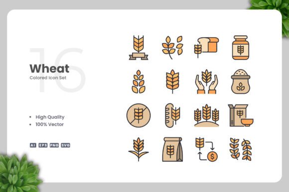 Wheat Colored Icons for Digital and Print Products