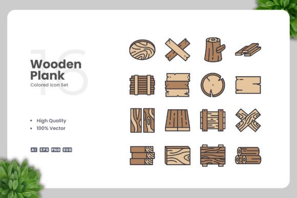 Wooden Plank Colored Icons Review