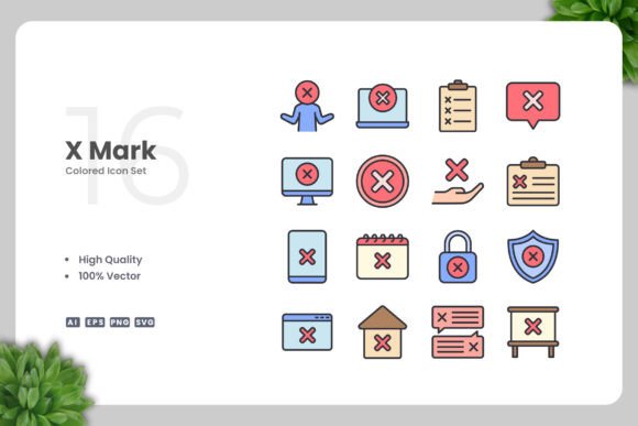 X Mark Colored Icons – A Versatile Graphic Asset for Design Projects